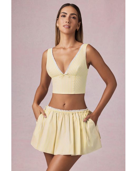 Oh Polly Yellow Ruched Drawstring Mini Skirt