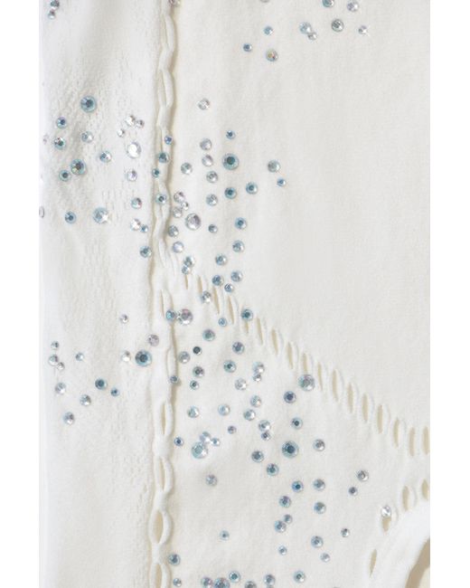 Oh Polly White Embellished Mid-Rise Mini Skirt