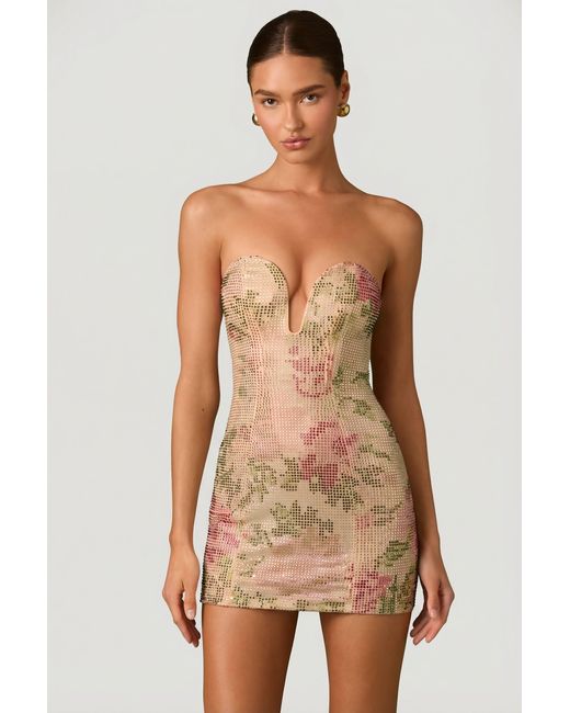 Oh Polly Pink Embellished Sweetheart-Neck A-Line Mini Dress