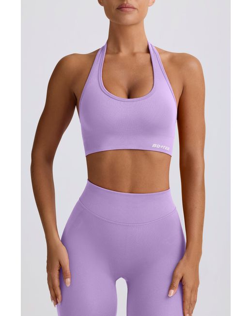 BO+TEE Purple Define Luxe Halterneck Sports Bra