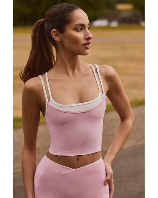 Women's Pink Soft Active Layered Tank Top