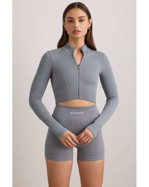 Women's Grey Flexirib Cropped Jacket