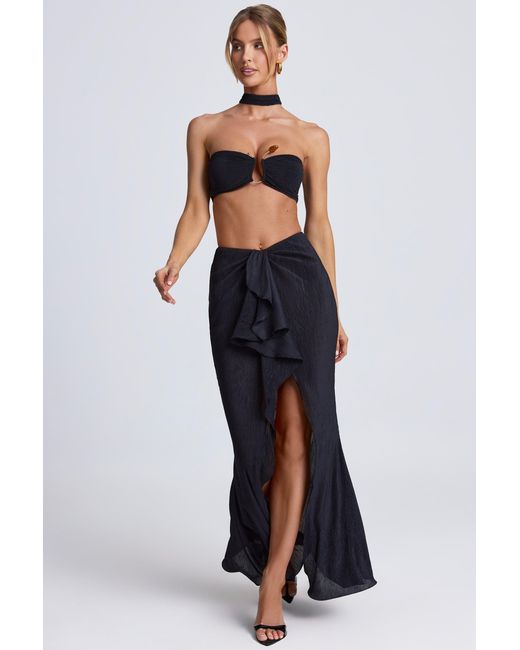 Oh Polly Black Ruffle-Trim Maxi Skirt
