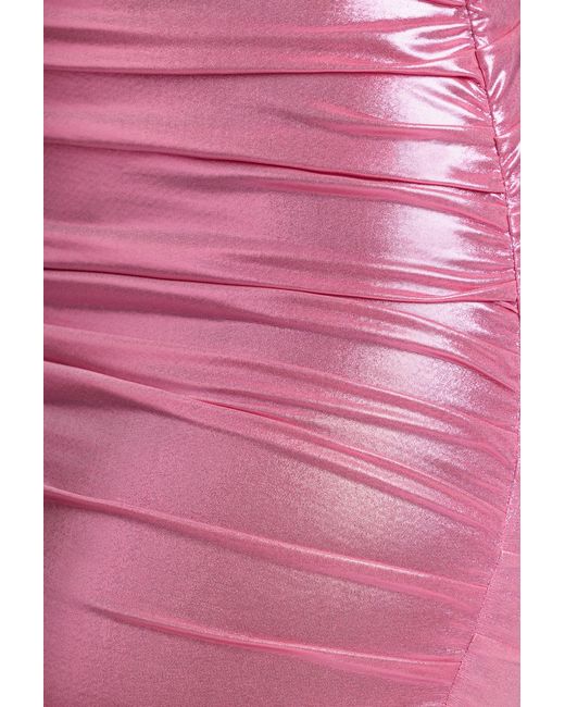 Oh Polly Pink Long Sleeve Metallic Jersey Mini Dress