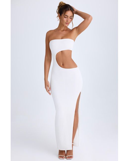 Oh Polly White Cut-Out Bandeau Maxi Dress