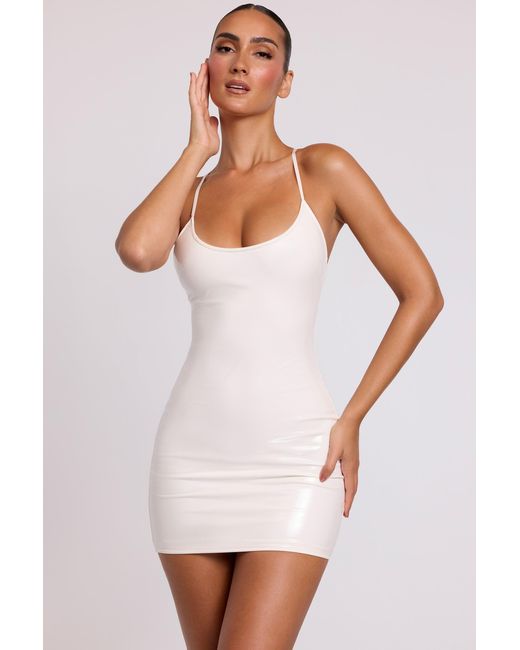 Oh Polly White Vinyl Tie Back Scoop Neck Mini Dress