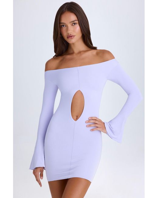 Oh Polly Purple Off-Shoulder Cut-Out Mini Dress