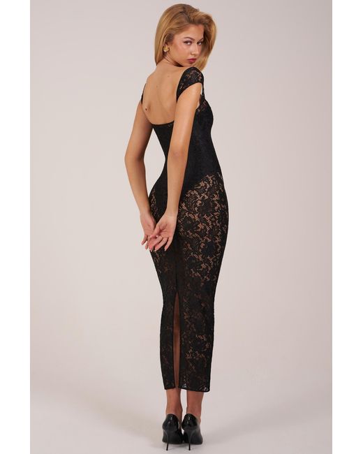 Oh Polly Black Sweetheart-Neck Maxi Dress