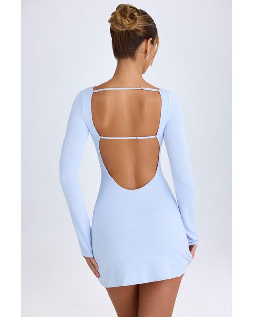 Oh Polly Blue Cut-Out Long-Sleeve Mini Dress