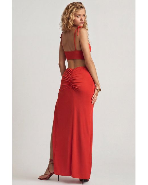 Oh Polly Textured Jersey Asymmetric Maxi Dress