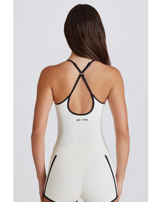BO+TEE White Soft Active Cross-Back Tank Top