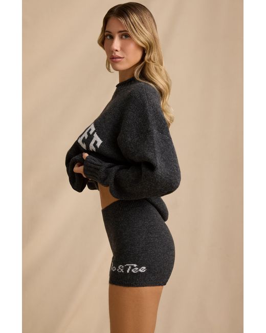 BO+TEE Gray Mid-Rise Knit Mini Shorts
