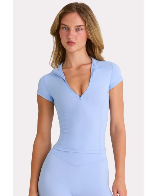 BO+TEE Blue Soft Active Quarter-Zip Top