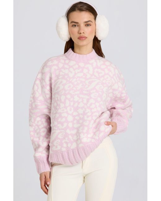BO+TEE Pink Jacquard-Knit Oversized Jumper
