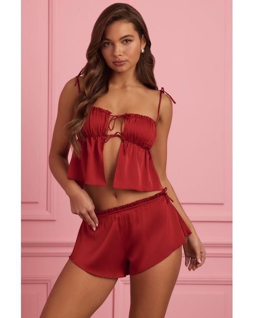 Oh Polly Red Tie-Front Camisole Top