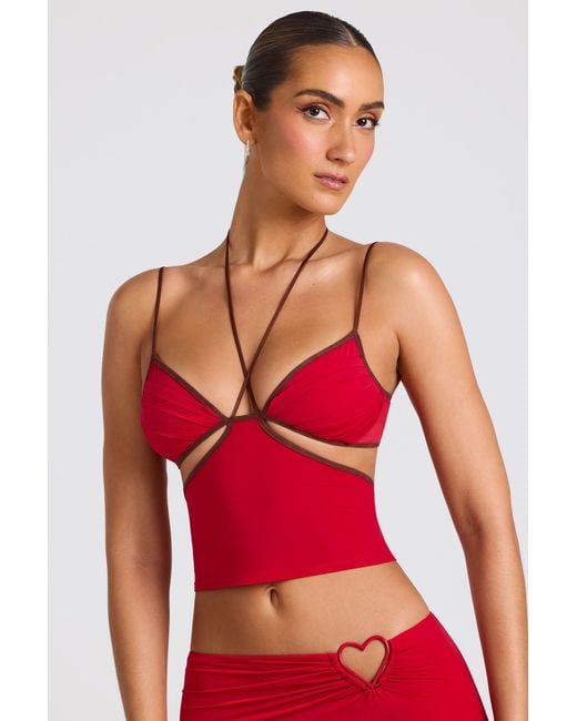Oh Polly Red Contrast Binding Cami Top