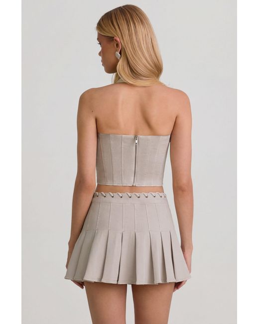 Oh Polly White Low-Rise Pleated Mini Skirt