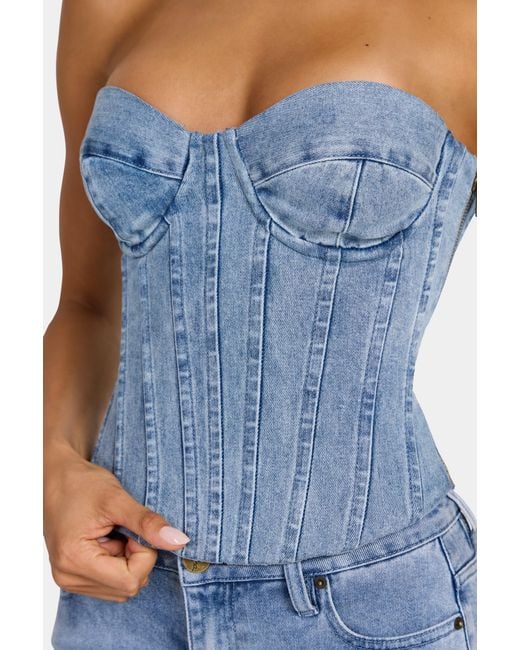 Oh Polly Blue Denim Corset Top