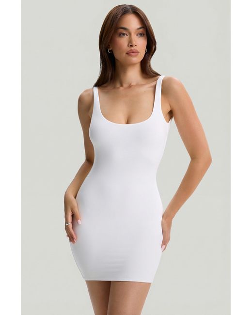 Oh Polly White Modal Low-Back Bodycon Mini Dress