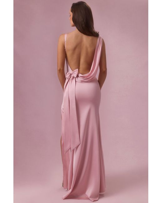 Oh Polly Pink Satin Draped Bridesmaid Dress
