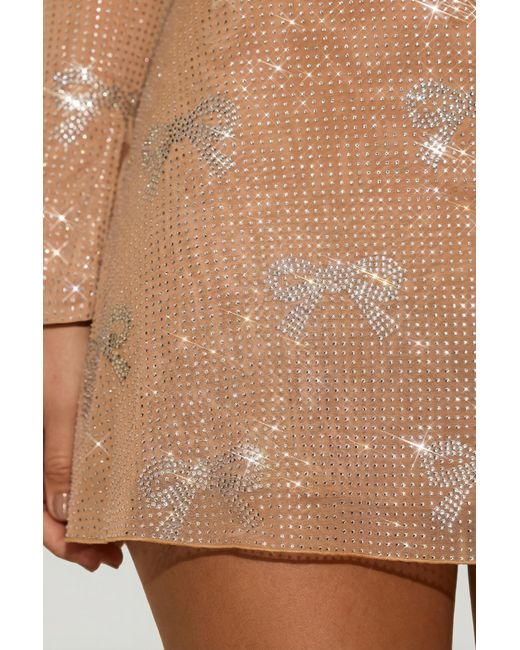 Oh Polly Natural Embellished Bow-Detail Top