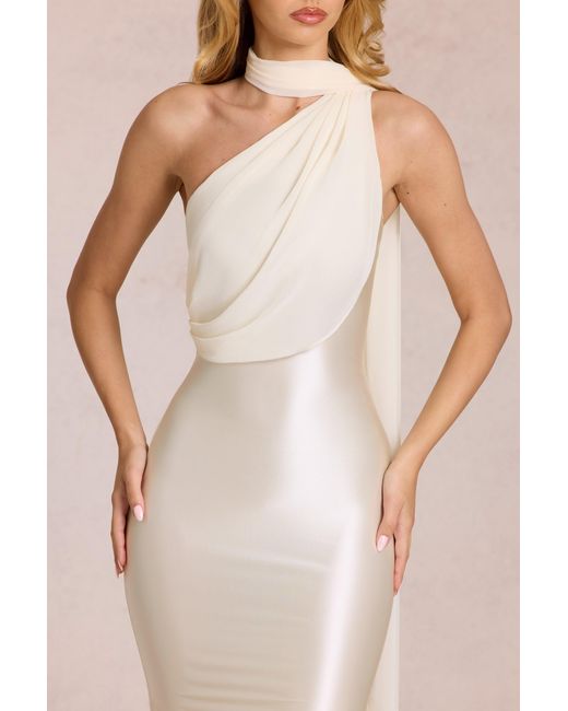 Oh Polly White Scarf-Detail Midaxi Dress
