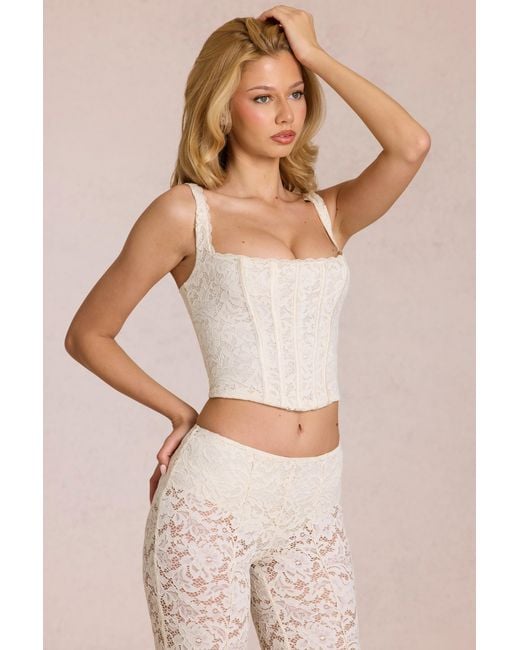 Oh Polly White Lace Soft-Scoop Boned Corset Top