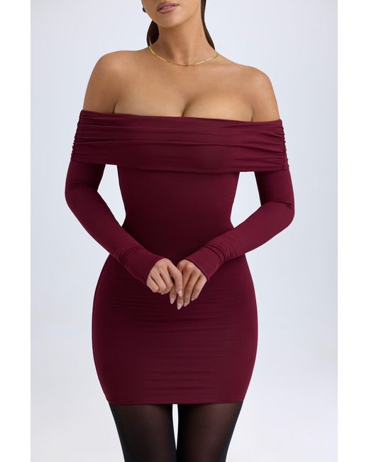 Oh Polly Red Modal Off-Shoulder Mini Dress