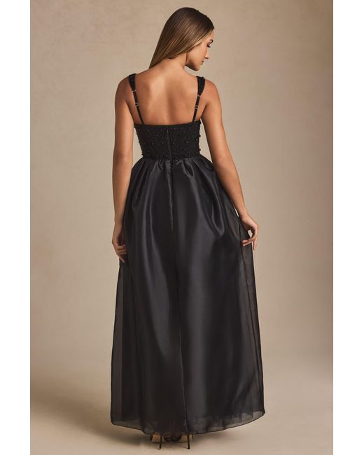 Oh Polly Black Embellished Corset Gown
