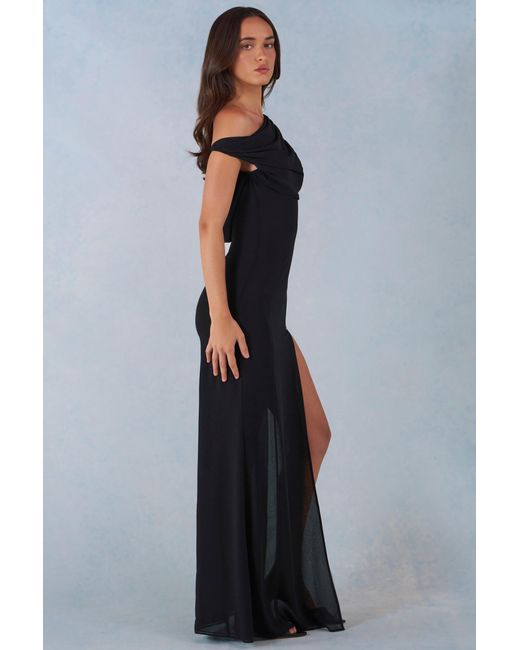 Oh Polly Black One-Shoulder Maxi Dress
