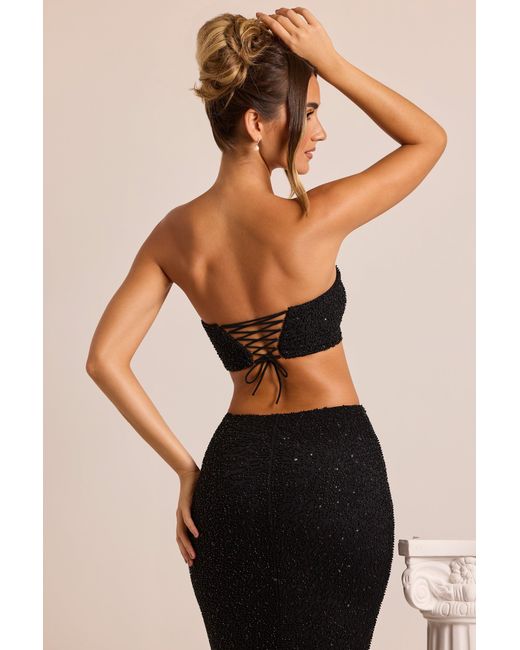 Oh Polly Black Embellished Strapless Corset Top