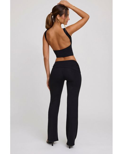 Oh Polly Black High Neck Open Back Crop Top