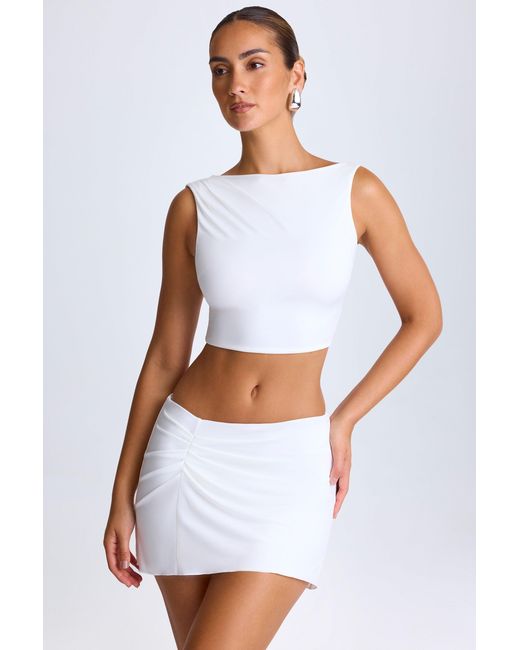 Oh Polly White Draped A-Line Mini Skirt