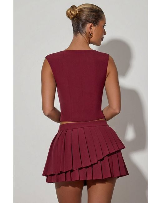Oh Polly Layered Pleated Low-Rise Mini Skirt
