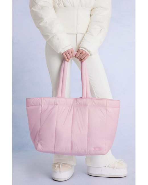 BO+TEE Pink Waterproof Puffer Tote Bag