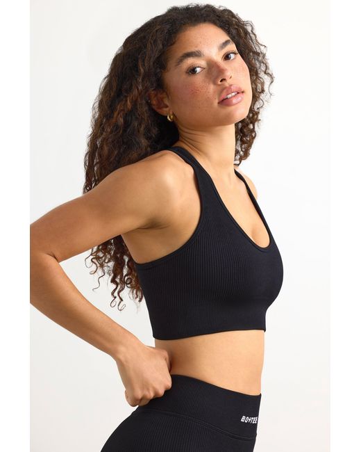 BO+TEE Black Flexirib Racerback Sports Bra