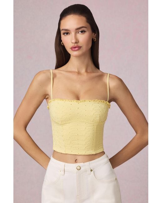 Oh Polly Yellow Modal Broderie Anglaise Camisole Top