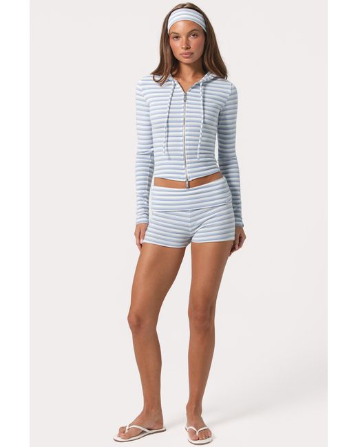 BO+TEE Blue Ribbed Jersey Mini Shorts