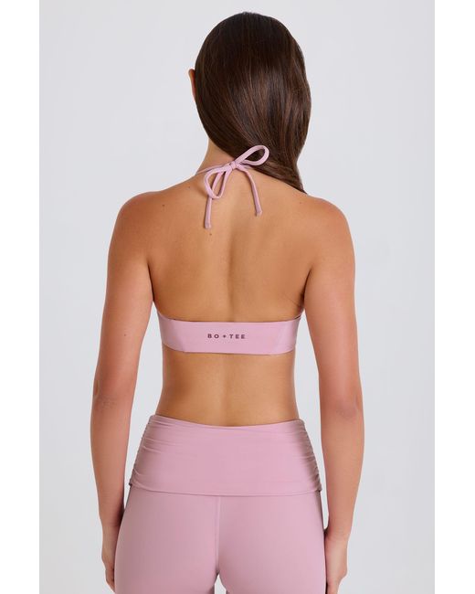 BO+TEE Pink Scoop-Neck Halterneck Sports Bra