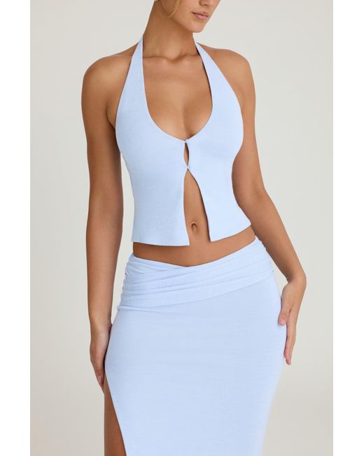 Oh Polly Blue Ruched Maxi Skirt
