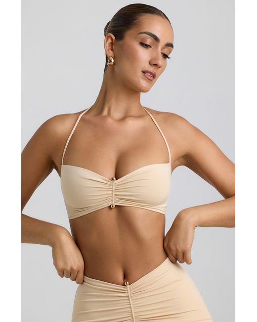 Oh Polly White Slinky Jersey Hardware Detail Halterneck Bralette