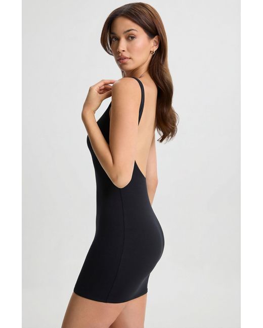 Oh Polly Black Modal Low-Back Bodycon Mini Dress