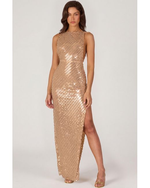 Oh Polly Metallic Embellished Maxi Dress