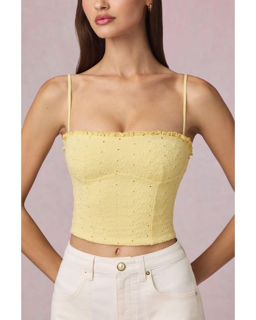 Oh Polly Yellow Modal Broderie Anglaise Camisole Top
