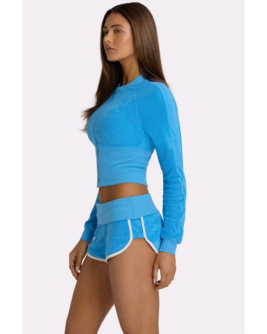 BO+TEE Blue Terry Foldover Waist Shorts