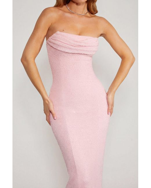 Oh Polly Pink Embellished Bandeau Cowl Neck Maxi Dress