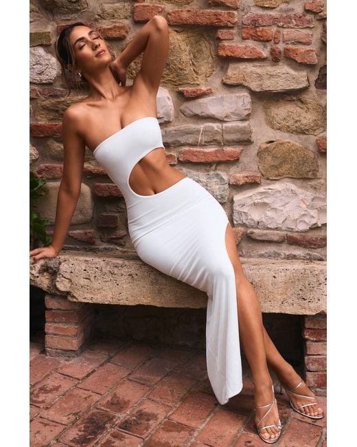Oh Polly White Cut-Out Bandeau Maxi Dress