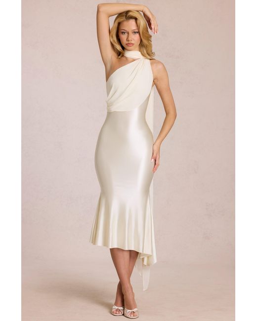 Oh Polly White Scarf-Detail Midaxi Dress