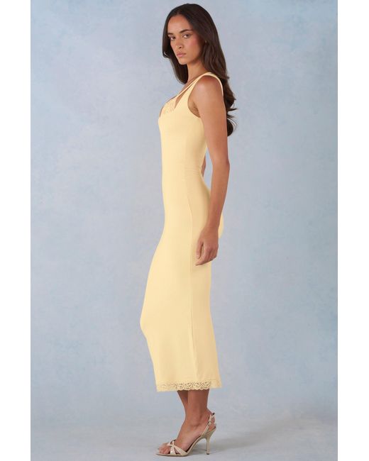 Oh Polly Yellow Modal Lace-Trim Midaxi Dress