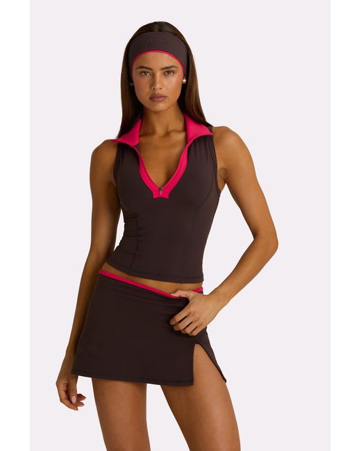 Women's Brown Soft Active Collared Tank Top